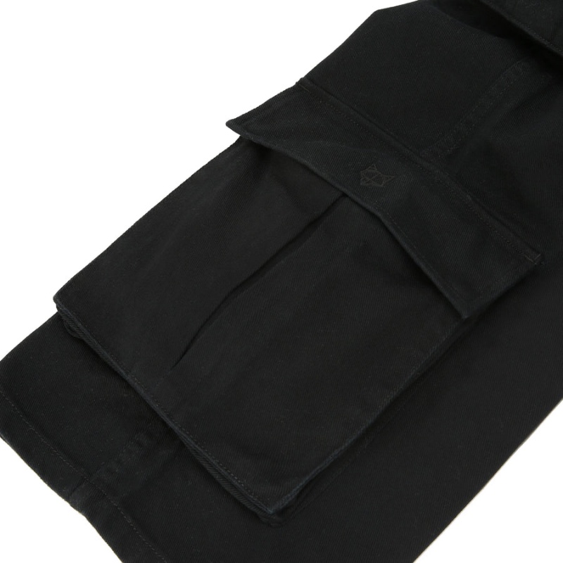 Férfi Naked Wolfe Baggy Pocket Cargo Logo Nadrág Fekete | CZM3865JC