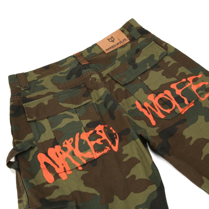 Férfi Naked Wolfe Baggy Pocket Cargo Logo Nadrág Zöld Fekete | NDK4275PN