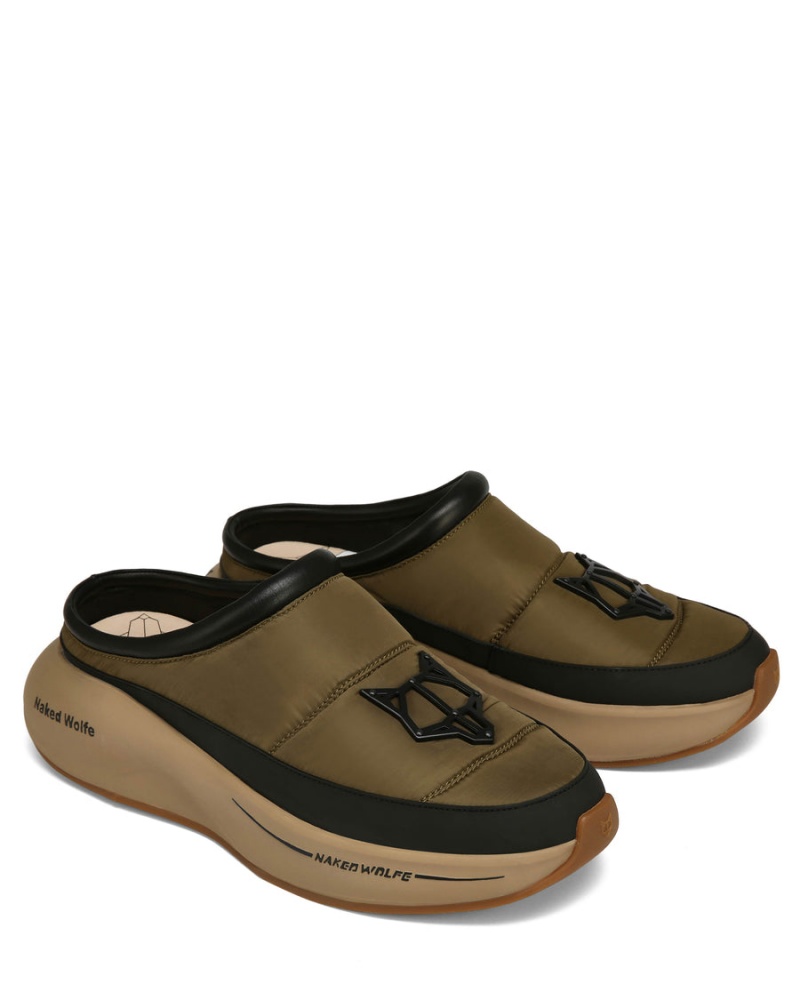 Férfi Naked Wolfe Tide Papucs Khaki Fekete | TCM8521KP