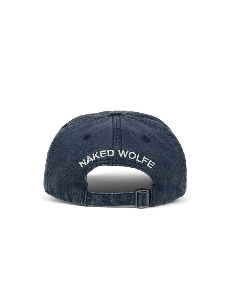 Férfi Naked Wolfe Washed Baseball Sapkák Kék | QXZ1571OL